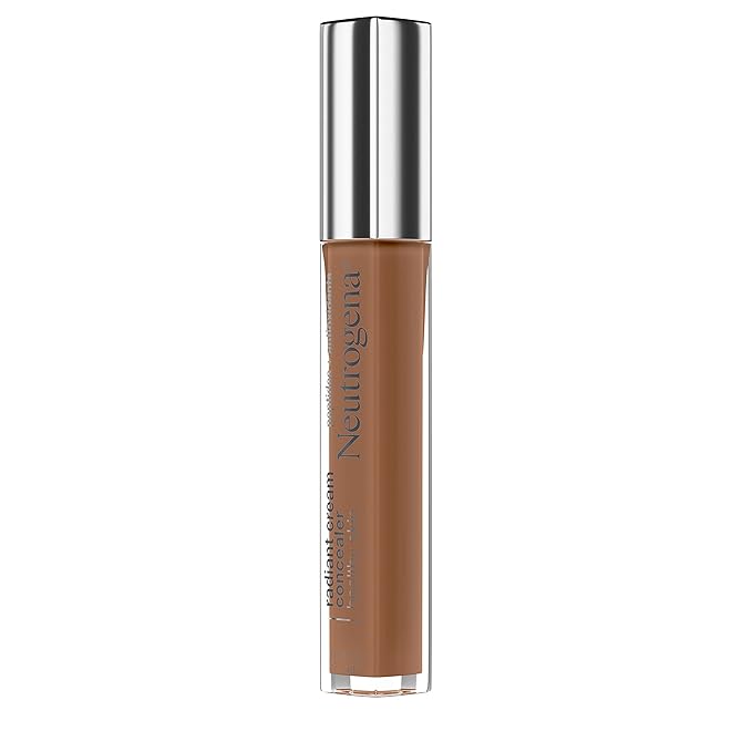Neutrogena Healthy Skin Radiant Brightening Cream Concealer with Peptides & Vitamin E Antioxidant, Lightweight Perfecting Concealer Cream, Non-Comedogenic, Chai Deep 01 with warm undertones, 0.24 oz