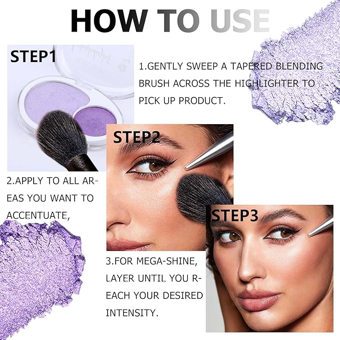 COOL STORY Face High Lighters Makeup Glitter Illuminator Pressed Powder Luminizers Eyeshadow Palette Powder for Face Body Cheek Skin 3#