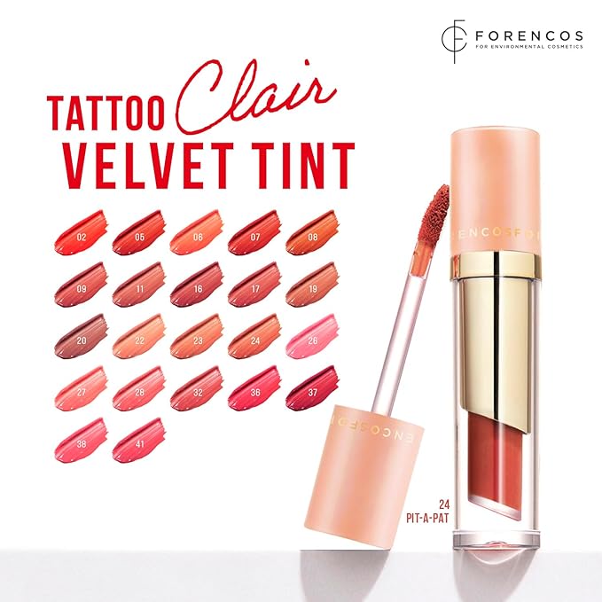 FORENCOS Long Lasting Waterproof Lip Stain Liquid Lipstick, Velvet Matte, Longwear, High Pigmentation, Tattoo Lips, Weightless, Smudge-proof, Non-Sticky, Korean Lip Tint Stain Makeup (24 Pit-A-Pat)
