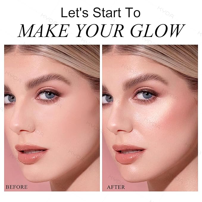 KYDA Face Highlighter Palette, High Glossy Face Illuminator Palette, Natural Glow Finish, Pearl Shimmer Smooth Baked Powder, Lasting Sparkling Highlighter Makeup-DAWN GLOW