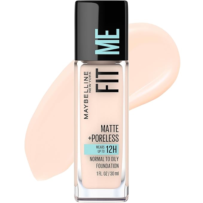 Maybelline Fit Me Matte + Poreless Pressed Powder, Translucent, 1 Count & Liquid Foundation Makeup, Fair Porcelain, 1 Count Bundle