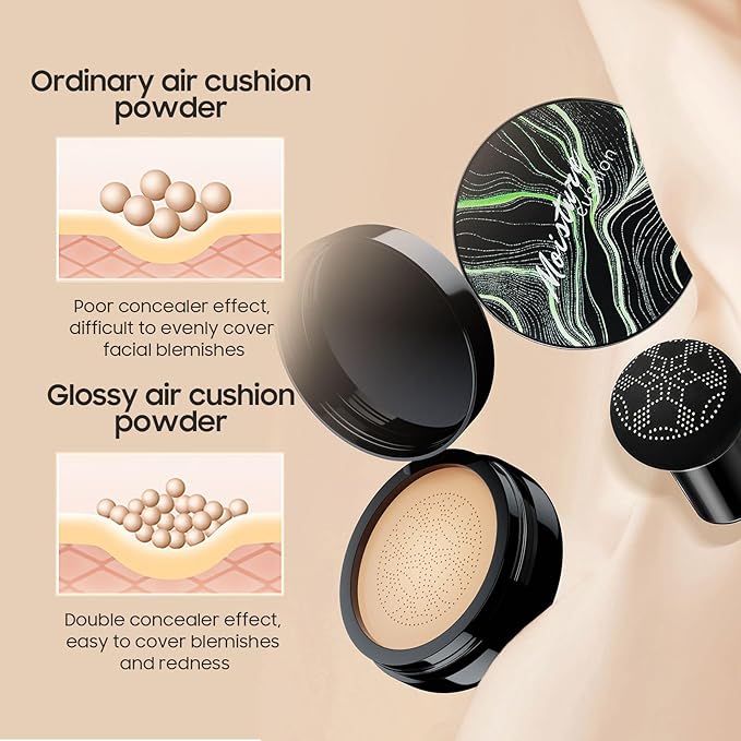 Mushroom Head Air Cushion CC Cream - BB Cream Foundation Makeup Concealer Moisturizing Oil Control, Long-Lasting & Waterproof, Easy Makeup Even Skin Tone (Medium, 3.21 Ounce (Pack of 1))