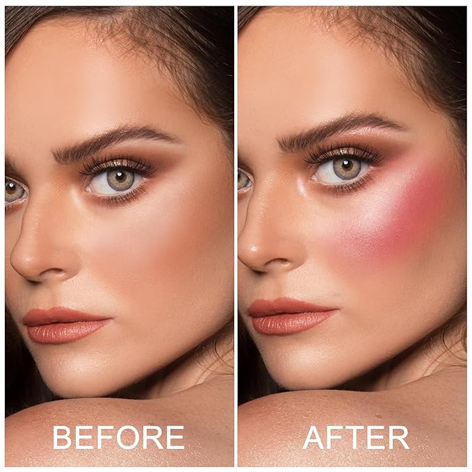 Baked Blush for Cheeks, 2 in 1 Powder Blush Palette and Highlighter, Contouring Shimmer Natural Makeup All Day Wear