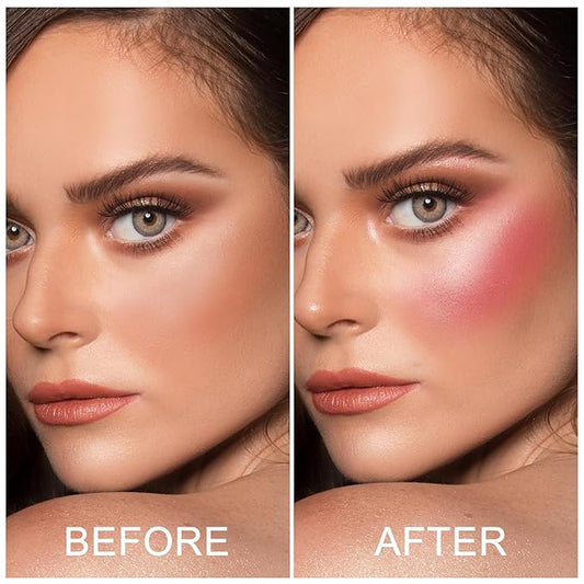 Baked Blush for Cheeks, 2 in 1 Powder Blush Palette and Highlighter, Contouring Shimmer Natural Makeup All Day Wear