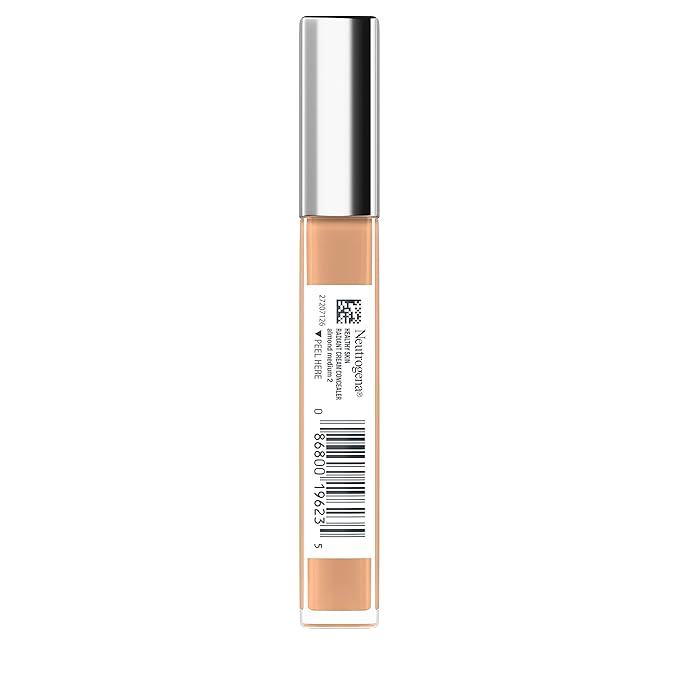 Neutrogena Healthy Skin Radiant Brightening Cream with Peptides & Vitamin E Antioxidant, Lightweight Perfecting Concealer Cream, Non-Comedogenic, Almond Medium 02 with warm undertones, 0.24 oz