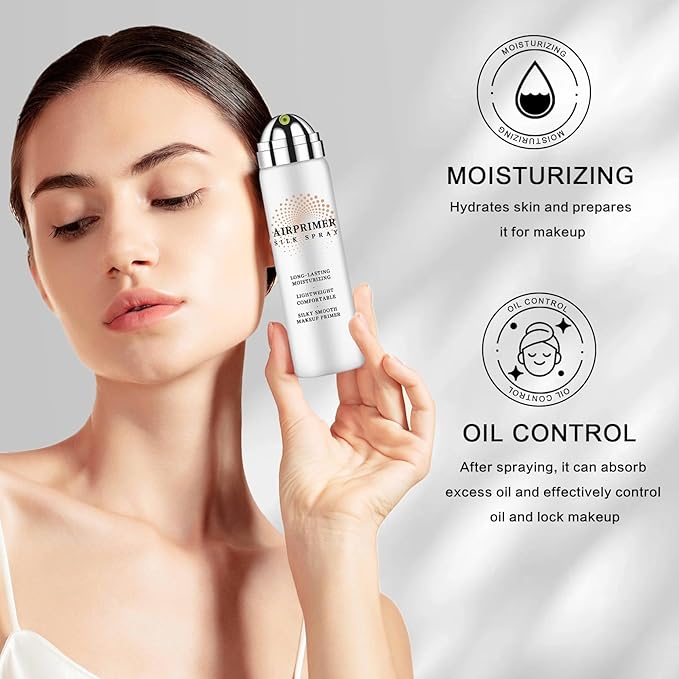 Airbrush Primer Face Makeup,Hydrating Primer for Oily and Mature Skin,Smoothes Skin Texture,Minimizes Appearance of Pores,Contains Hydrolyzed Silk and Hyaluronic Acid
