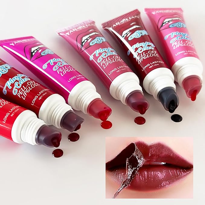 6PC Matte Lip Stain, Peel Off Lip Tint, Lip Tattoo, High Pigmented Tear-off Lip Gloss, Moisturizing Hydrating Liquid Lipsticks Set, No-Sticky Lip Balm Oil, Lip Care for All Skin Tones, 178