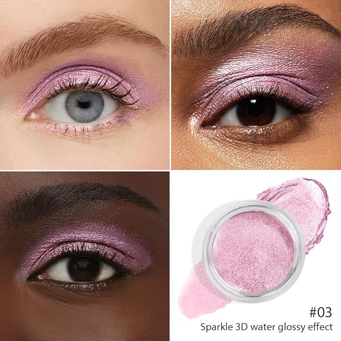 Shimmer eyeshadow,Glitter eyeshadow,Easy - Apply Powder for Eye & Face Highlighting, with Mermaid Shimmer(03#Soft Pink, 1 Count (Pack of 1))