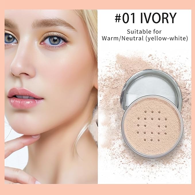 BLUE LOVE 2Pcs Loose Setting Powder Makeup for Face Set, Oil Control Smooth Face Makeup Finishing Powder Foundation, Waterproof Cosmetic Powder Loose Face Powder Compact for Oily Skin