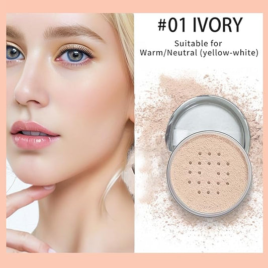 BLUE LOVE 2Pcs Loose Setting Powder Makeup for Face Set, Oil Control Smooth Face Makeup Finishing Powder Foundation, Waterproof Cosmetic Powder Loose Face Powder Compact for Oily Skin