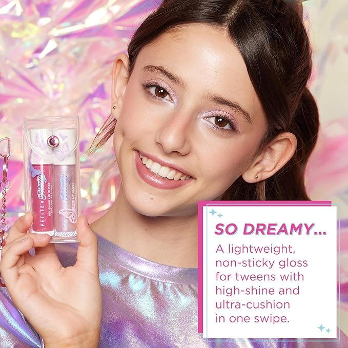 Petite ’N Pretty WhimsiCali Eyeshadow & Cheek Makeup Palette & So Dreamy 10K Shine Lip Gloss Duo (First Freeze & Rosy Dreams) for Kids, Tweens and Teens