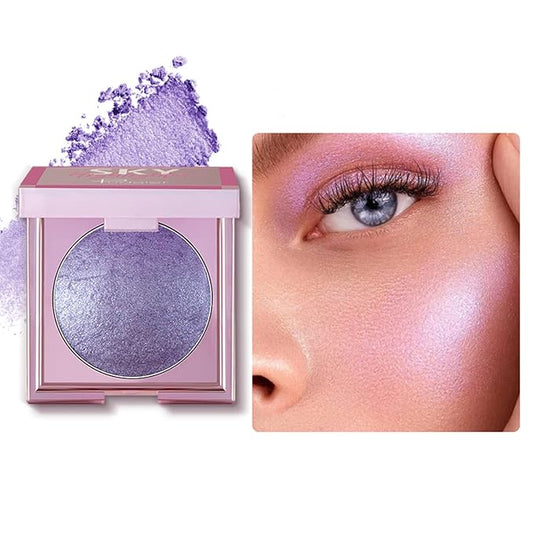 MAEPEOR Face Highlighter Palette 8 Colors Shimmer Glitter Pearl Highlighter Powder Sparkly Diamond Highlighting Palette for Face Cheek (08 Purple)