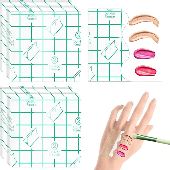 100pcs Makeup Hand Palette Waterproof PU Film Self Adhesive Disposable Makeup Mixing Palette