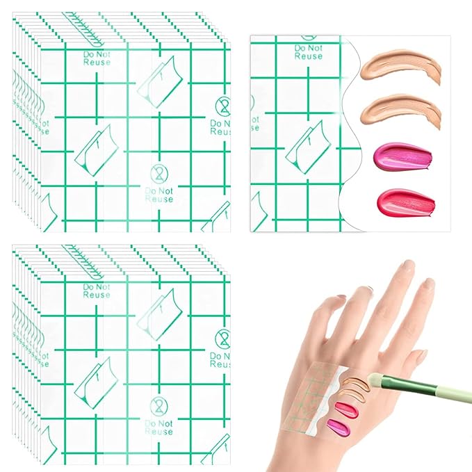 100pcs Hand Palette Sticker, PU Film Transparent Waterproof Self Adhesive Makeup Hand Palette for Professionals Beginners