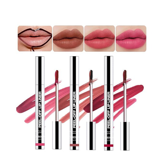 3 Colors Peel off Lip Stain Tattoo, Peel off Lip Liner Tattoo Matte Finish Lip Stain, Colors Change Lip Gloss Long Lasting Waterproof Plump Lip Makeup Gift for Women