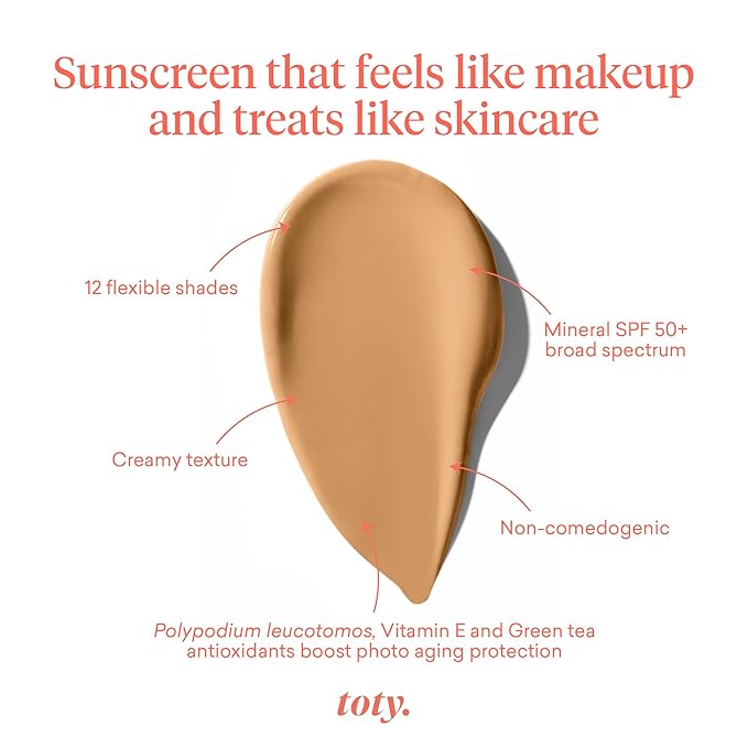 Toty by Sofia Vergara - Ilumina CC Cream SPF 50+ & Ilumina Brush - 100% Mineral Color Correcting Cream + Angled Complexion & Foundation Blending Brush - Tinted moisturizer with spf - 4N Bundle