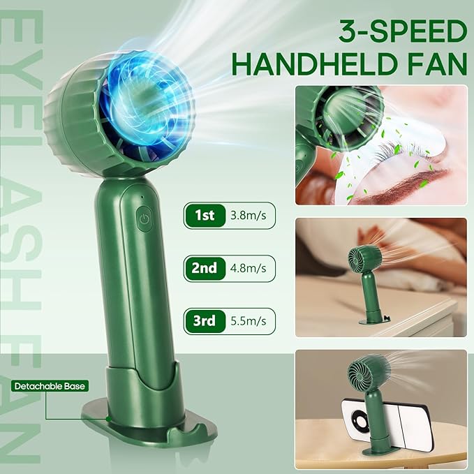 Buqikma Lash Shampoo Kit - Eyelash Extension Cleanser for Extensions 60ML with Rechargeable Handheld Lash Fan Dryer Mascara Brush Rinse Bottle Makeup Cleansing Foam for Lash Care
