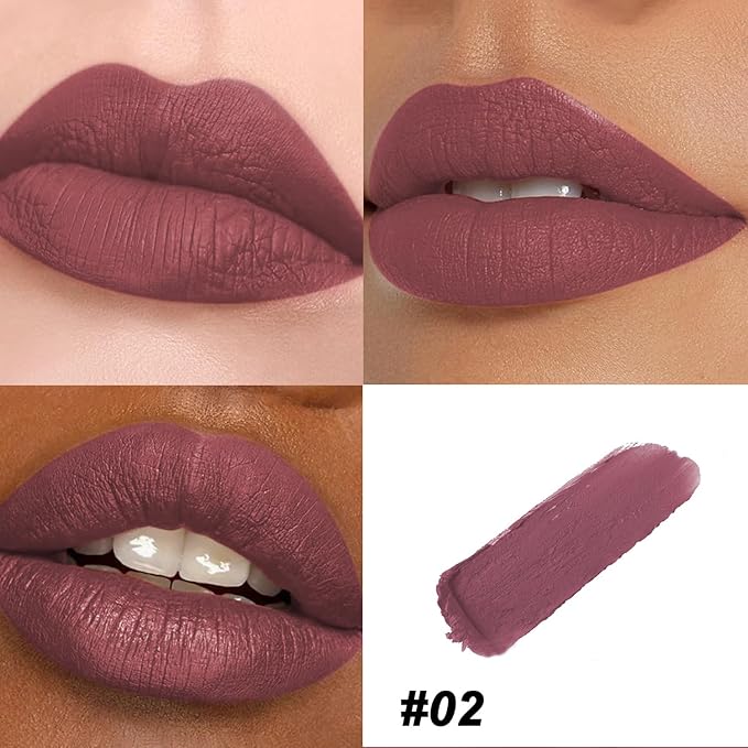 Matte Bullet Long Wear Lipstick - Vegan and Cruelty-Free - Smudge and Waterproof Matte Lipstick with Moisturizing Formula - All Day Comfort - (Midnight Muse # 02)