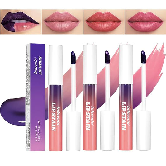 3 Colors Peel off Lip Stain Tattoo, Peel off Lipstick Lip Liner Tattoo Matte Finish Lip Stain, Colors Change Lip Gloss Long Lasting Waterproof Plump Lip Makeup Gift for Women