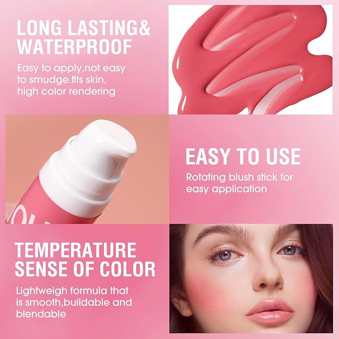 Cream Blush Makeup For Cheeks - Natural Glossy Velvet Texture (06#)
