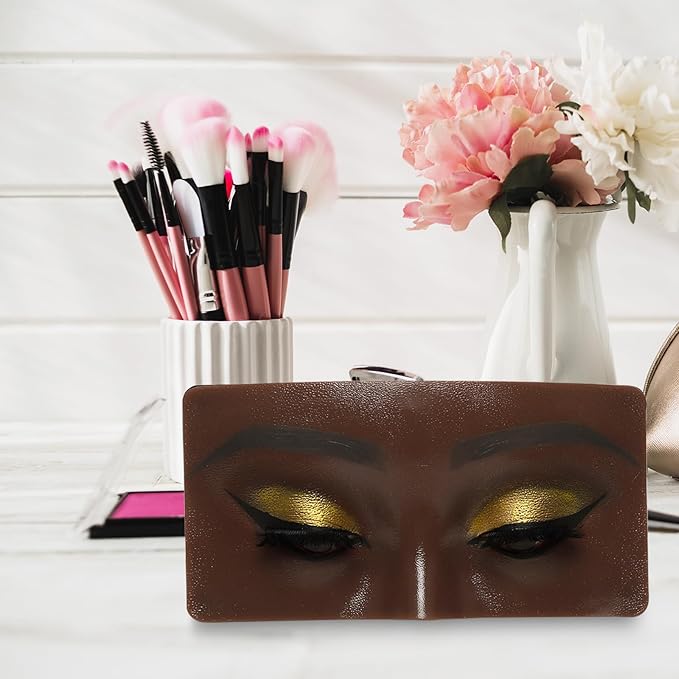 3D Eye Makeup Face Practice Board, Perfect Aid to Makeup Practicing Face Board, Reusable Silicone Face to Practice Makeup Mannequin for Beginners to Practice Eyesmakeup Kit (Black)