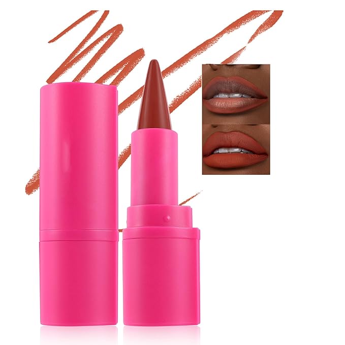 Lipstick and Lip Liner Combo Set, 2 In 1 Gradient Matte Lip Gloss, Achieve Flawless Contour and Gradual Ombre Effect with Easy-to-Use Crayon Form & Cone Tip, Non-Smudging, 02# Hot Girl