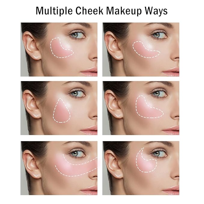 Boobeen Loose Powder Blush Air Cushion Blush, Natural Blusher for Cheeks, Highly Pigmented Makeup Easy to Blend, All Day Wear (C03)