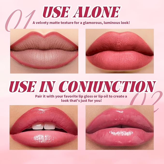 3 Colors Peel Off Lip Liner Stain, High Pigmented Long Wear Waterproof Magic Lip Stain Tattoo, Natural Matte Finish Lip Tint Pink Lip Gloss Set for Women, Non-Sticky Liquid Lipstick Lip Makeup