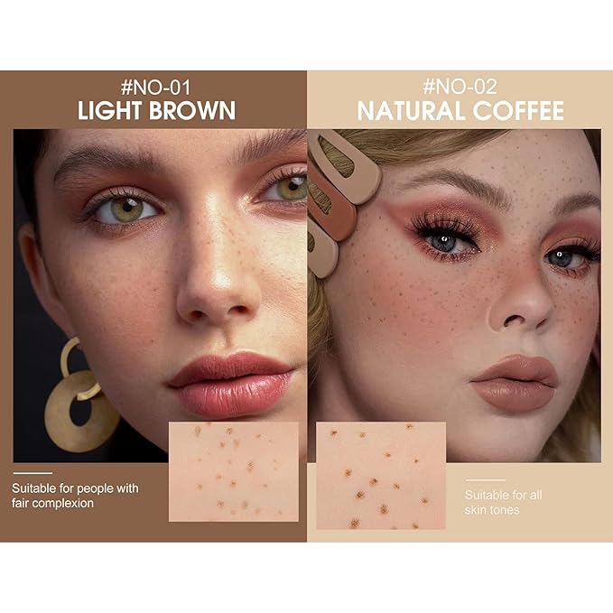 Freckles Pen, 2 Color Natural Freckles Makeup Pens Waterproof Long-Lasting Quick-Dry Pen, Easy Makeup Tool For a Natural Sun-kissed Makeup, Light Brown&Natrual Coffee