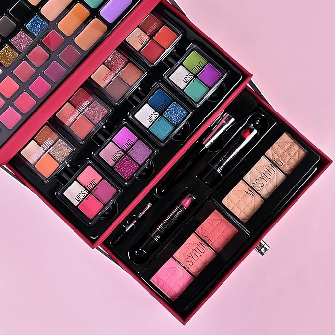 Makeup Kit, Professional Makeup Palette Travel Makeup Case with Eyeshadow Lipstick Concealer Lip Gloss Eyeliner Mascara Contour Bronzer Powder, Makeup Sets for Women Girl