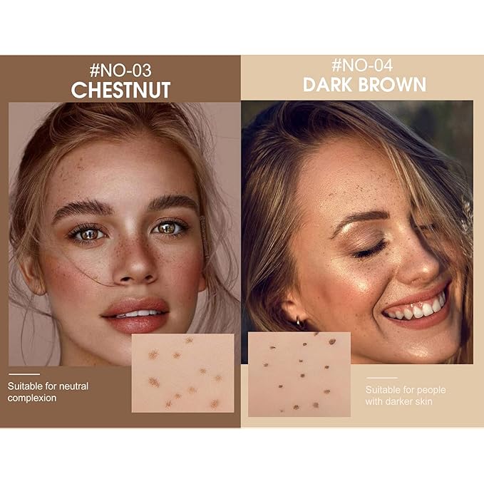 Freckles Pen, 2 Color Natural Freckles Pens Waterproof Long-Lasting Quick-Dry Pen, Easy Makeup Tool For a Natural Sun-kissed Makeups, Chestnut&Dark Brown