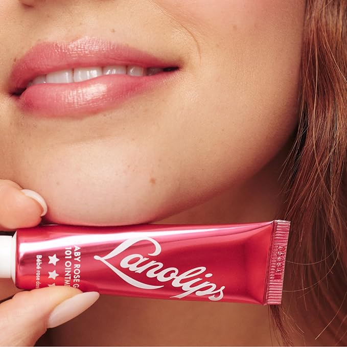 Lanolips Baby Rose Gold 101 Ointment - Tinted Balm for Lips and Cheeks - Moisturizing & Hydrating Balm with Dewy Rose Tints for a Natural Blush Look - Clean, Cruelty-Free (9g)