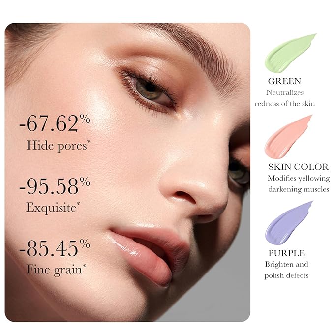 Color Correcting Facial Primer SPF 50 PA+++,3 In 1 Isolation Cream One Step Brightening Primer to Even Skin Tone Primer Oil Control Skin Corrector Face Makeup Base