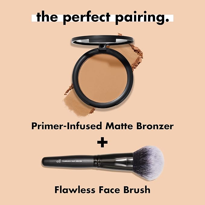e.l.f. Primer-infused Bronzer, Long-Wear, Matte, Bold, Lightweight, Blends Easily, Contours Cheeks, Forever Sun Kissed, All-Day Wear, 0.35 Oz