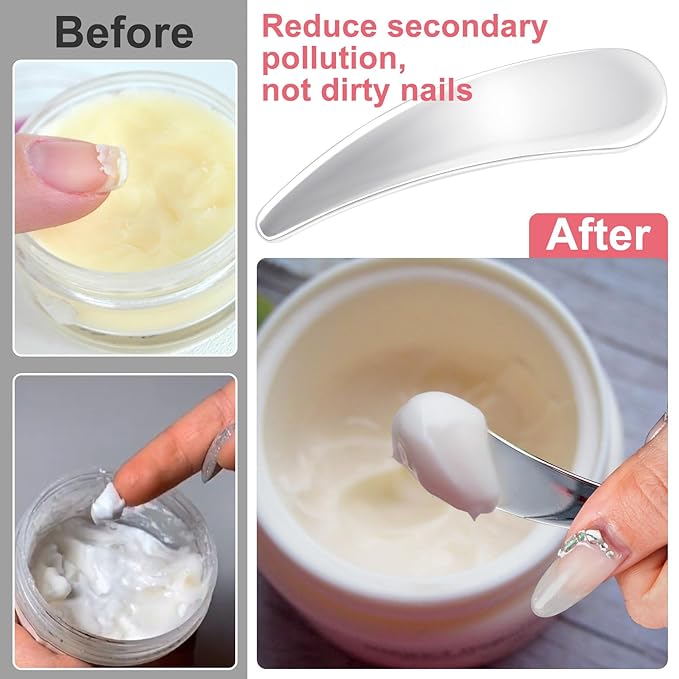 5PCS Mini Makeup Cosmetic Spatula, Reusable Metal Makeup Spatulas Skincare Spoon, Facial Cream Mask Applicator Scoop, Mild Beauty Tools for Mixing, Sampling Face Eye Cream - Silver