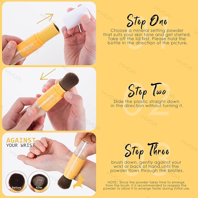 KYDA 2 Pcs Mineral Sunscreen Setting Powder, SPF 35, Medium, Mineral Brush Powder, Oil Control Natural Matte Finish, Lasting Lightweight Breathable, for All Skin