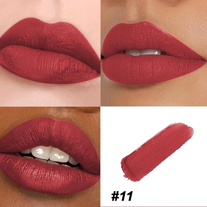 Matte Bullet Long Wear Lipstick - Vegan and Cruelty-Free - Smudge and Waterproof Matte Lipstick with Moisturizing Formula - All Day Comfort - (Crimson Luxe #11)