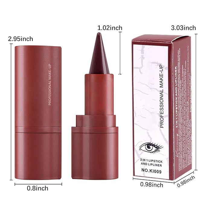 Gradient Matte Lipstick Lip Liner, Eyeliner, Eyebrow Pencil, Flawless Contour Gradual Ombre Effect Crayon Lip Pencil, Long lasting Waterproof Non-Smudging Lip Combo Set(Matte Coffee)