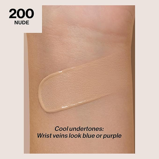 Revlon Liquid Foundation, ColorStay Face Makeup for Normal & Dry Skin, SPF 20, Longwear Medium-Full Coverage with Natural Finish, 200 Nude, 1 Fl Oz