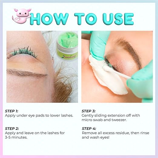 Axolotl Eyelash Extension Cream Remover 15g 0.51fl. oz | Removes Lash Extension Glue Effectively| Low Irritation | Sensitive Skin | Lash Extensions Supplies (Lemon)
