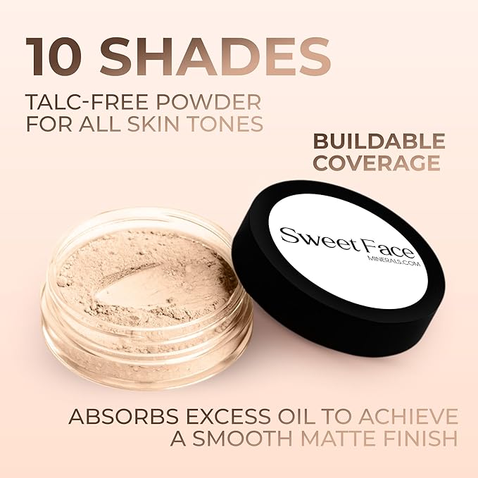 (Fair Shade 1) (5gm Jar) FOUNDATION Mineral Makeup with SPF 18+, Full Coverage Matte Loose Powder, Bare Face Cosmetics