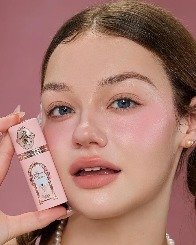 Flower Knows Strawberry Cupid All Day Glow Liquid Blush 01+Little Angel Cushion Powder Puff Set