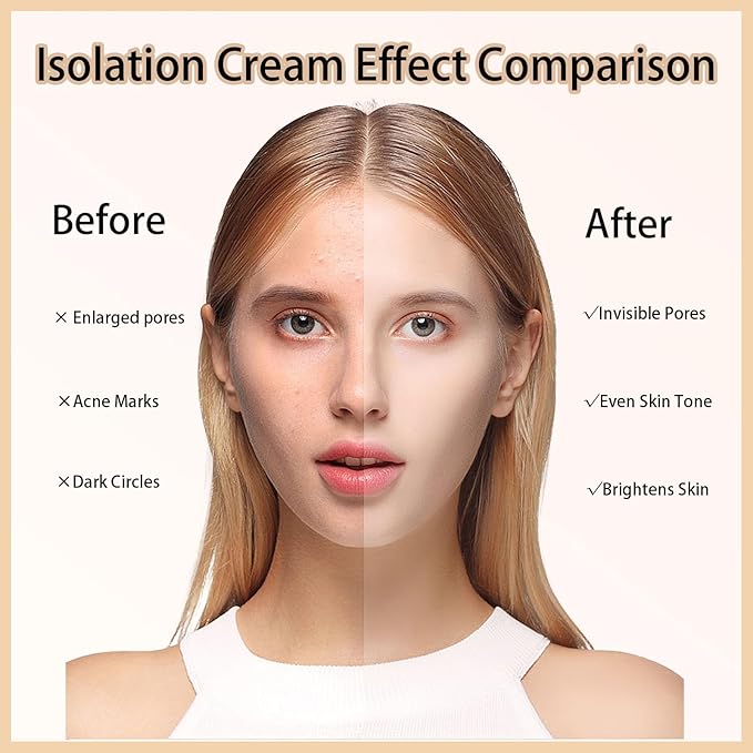 Primer Face Makeup Base, Color Corrector 3 In 1 Isolation Cream, Makeup Primer Skin Tone Correcting, Face Primer for Makeup Brightening Primer, Oil Control Hide Wrinkles and Fine Lines