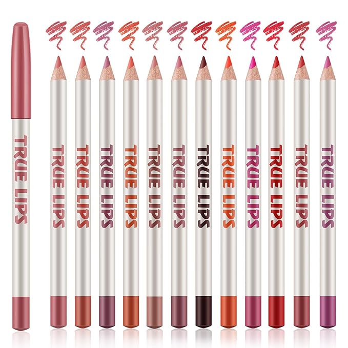 12pcs Lip Liner Pencil Set,High Pigmented Lip Makeup Soft Pencils,Long Wear,Waterproof,Smooth Ultra Fine Lipstick