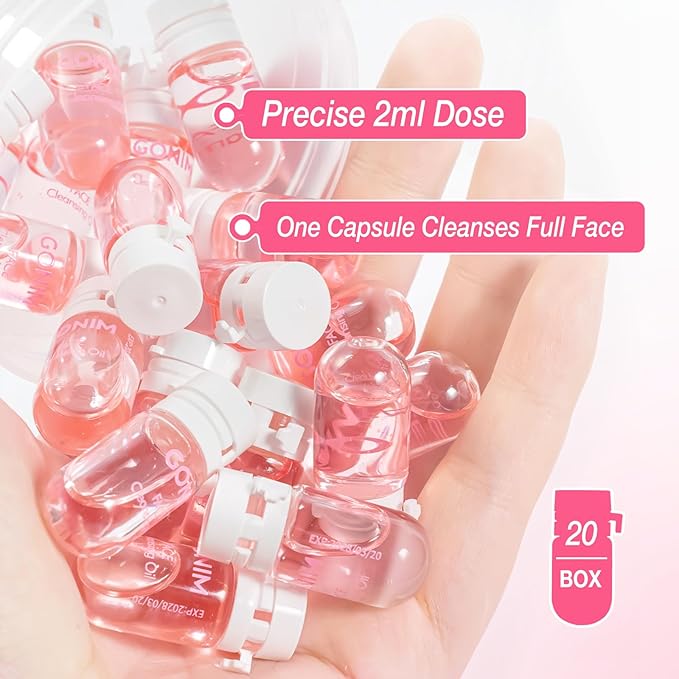 Makeup Remover Cleansing Oil Travel For Face With Squalane & Rose Hip Skincare-Pore blackhead Minimizer,Waterproof Mascara,Speedy Hydrating Travel Mini Oil Cleanser Capsules For Women 20caps