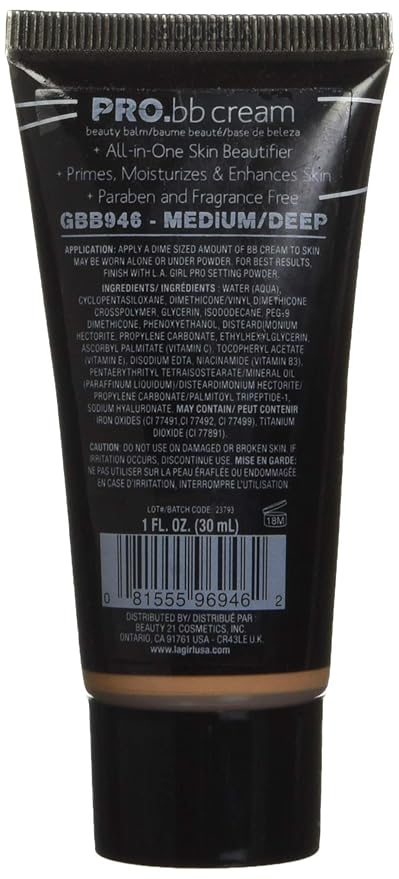 L.A. Girl HD PRO.BB Cream, Medium Deep GBB946