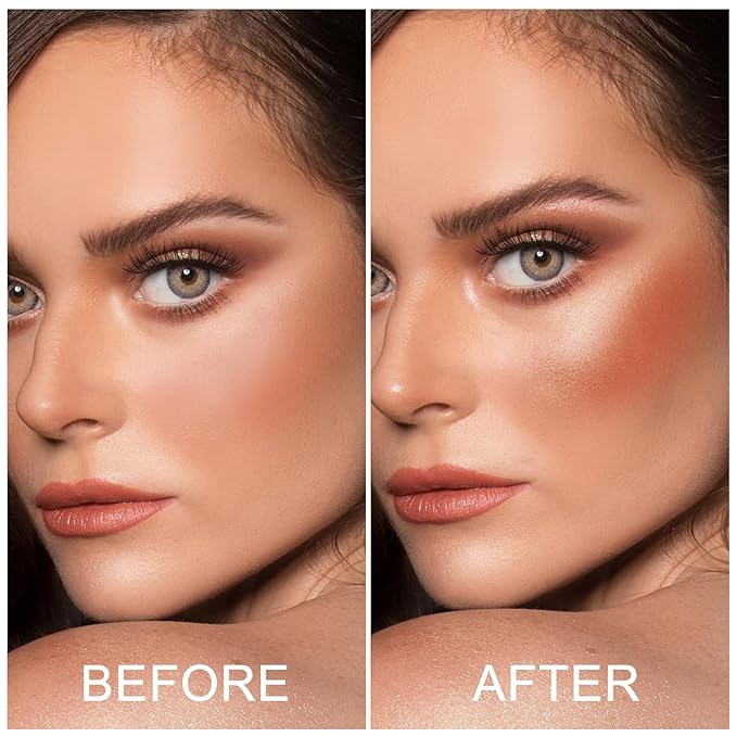 Baked Blush for Cheeks, 2 in 1 Powder Blush Palette and Highlighter, Contouring Shimmer Natural Makeup All Day Wear