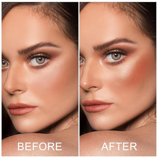 Baked Blush for Cheeks, 2 in 1 Powder Blush Palette and Highlighter, Contouring Shimmer Natural Makeup All Day Wear