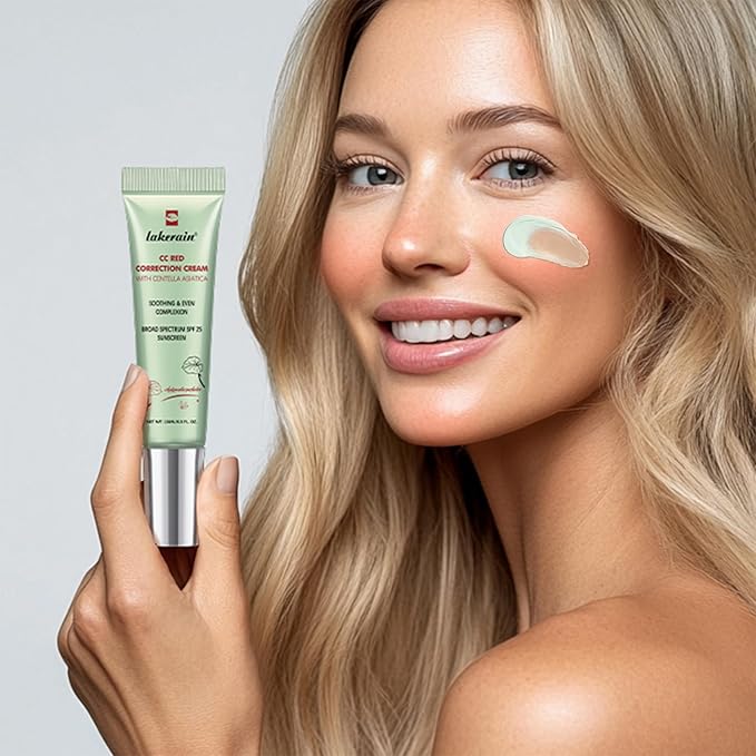 Erinde Red Correct CC Cream with Centella, Lightweight CC Cream Foundation for Mature Skin Women, Color Correcting Cream, Medium Coverage CC Cream Foundation, Natural Finish