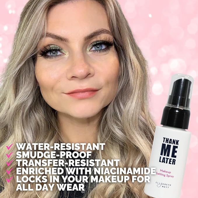 Elizabeth Mott Thank Me Later Glow Bundle: Natural Glow Enhancer Light Sheer Face Primer (30g) + Hydrating 3-in-1 Dewy Setting Spray (95ml) - Cruelty-Free Makeup Set for Radiant Skin